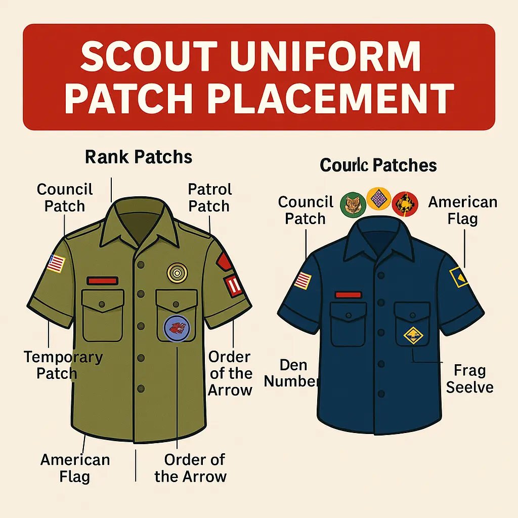 Scout Uniform Patch Placement Guide (BSA) – Boy, Cub & Order of the Arrow