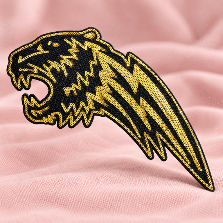 Black and Gold Tiger Face Sequience Patch Rhine stone patch