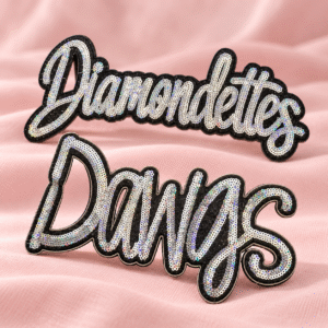 Diamondettes and Dawgs silver script patches-4