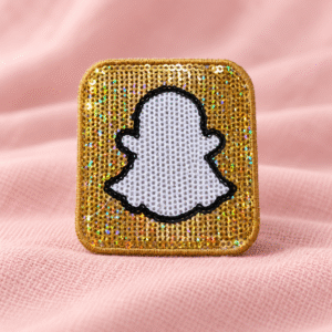 Gold Snapchat Ghost Sequin Patch-14