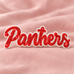 Panthers Sequin Patch on Blush Fabric-15